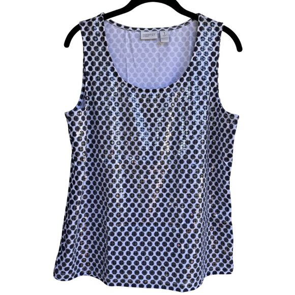 Chico's Zenergy Polkadot Sequins Tank Top 1 US M Stretchy Career Base Layer - Picture 1 of 10